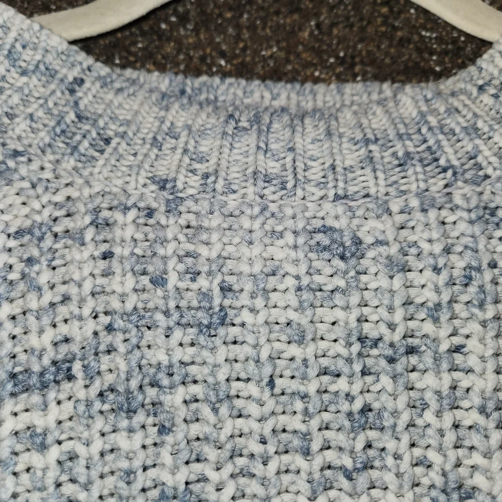 J. Crew Light Blue & White Marled Women's Sweater Size L Warm Lagenlook Comfort